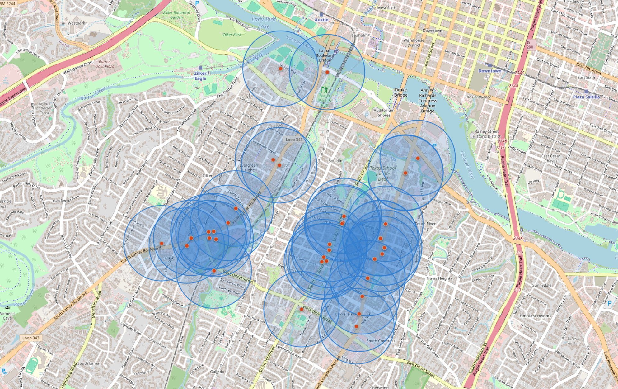 Coffee shop walkability map